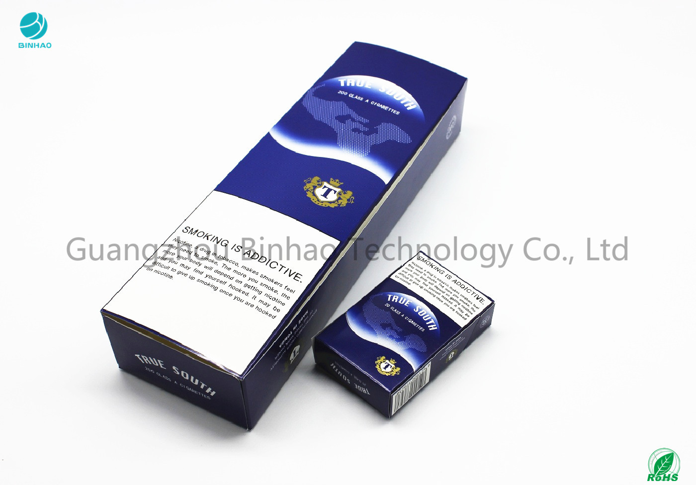 El material azul de lujo recicla las cajas de cigarrillo de la cartulina/que fuman claramente el empaquetado