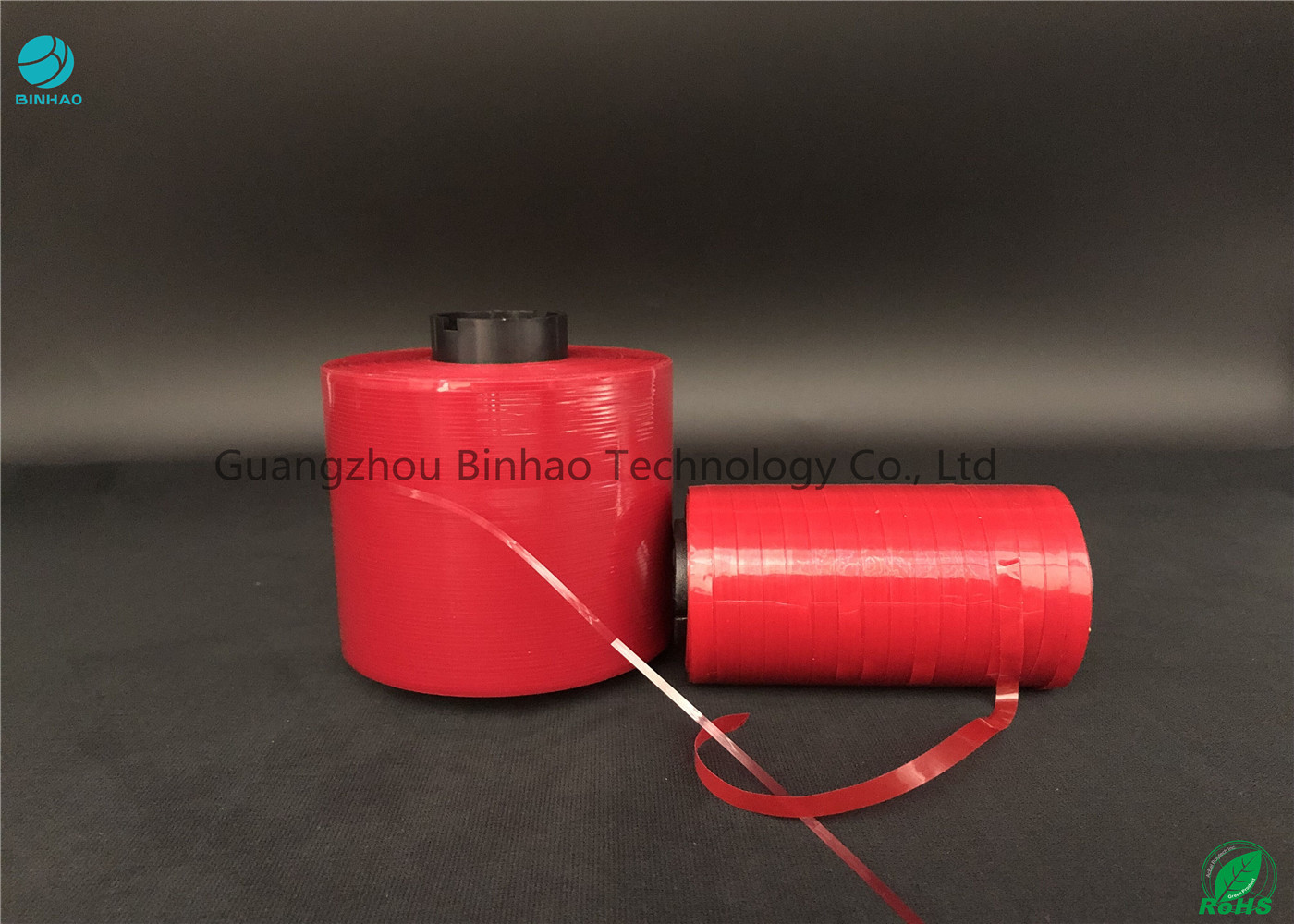 Anchura roja del rasgón de los materiales del MOPP del color fácil pegajoso auto-adhesivo 5m m de la cinta para la caja del cartón
