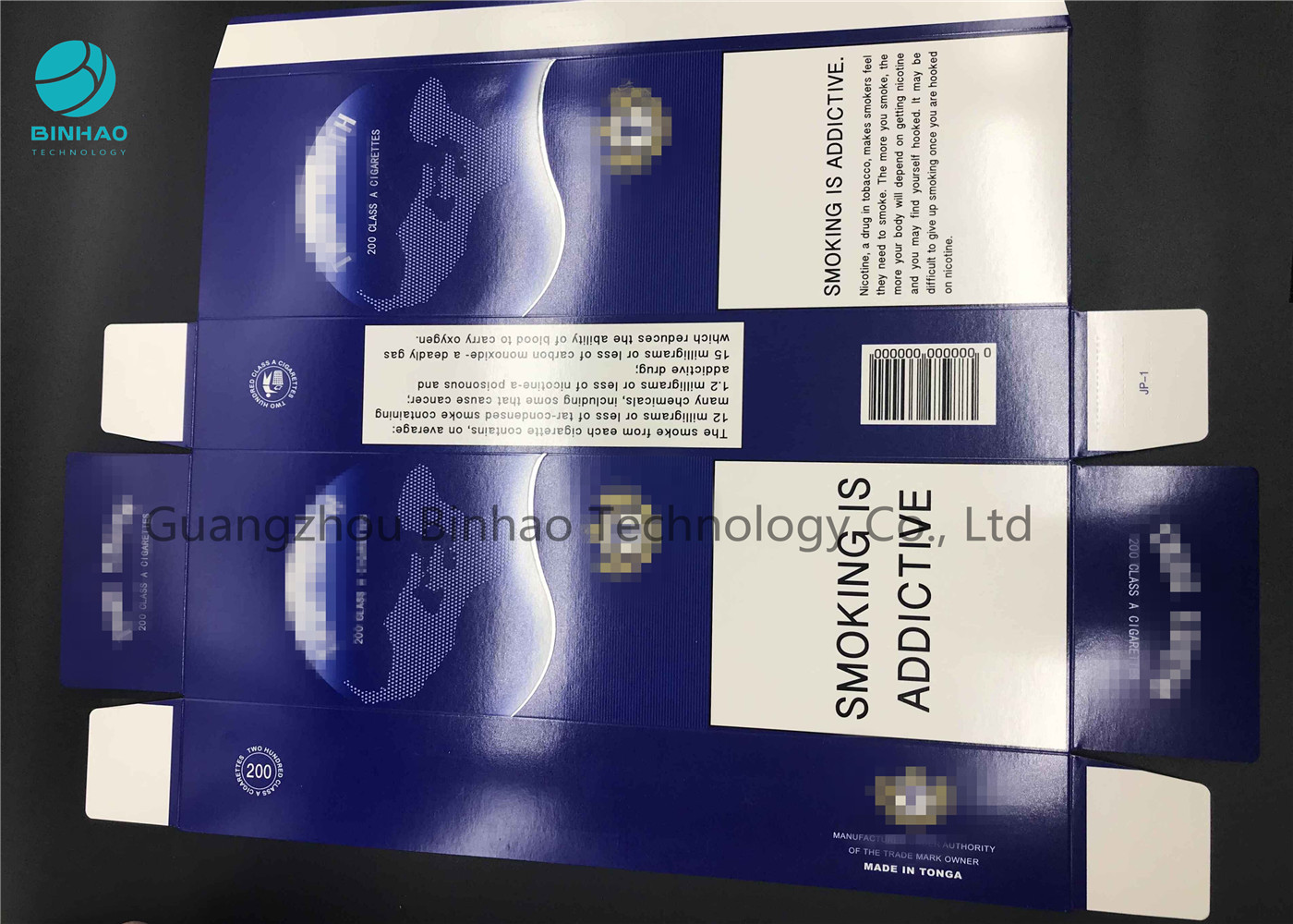 Caja de cigarrillo de lujo del papel de la cartulina, paquete interno cosmético azul marino